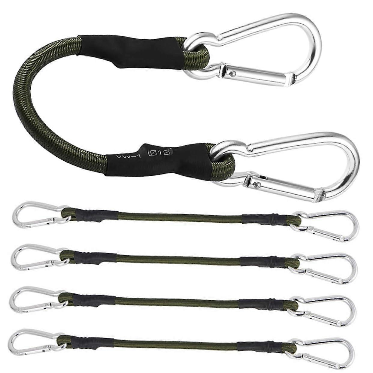 Set Aus 5 Robusten Gummiseilen Mit Haken Für Camping, Radfahren, Wandern Und Gepäck.