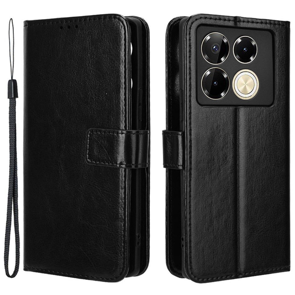 Crazy Horse Wallet Flip Case Für Infinix Note 40 Pro, Schwarz