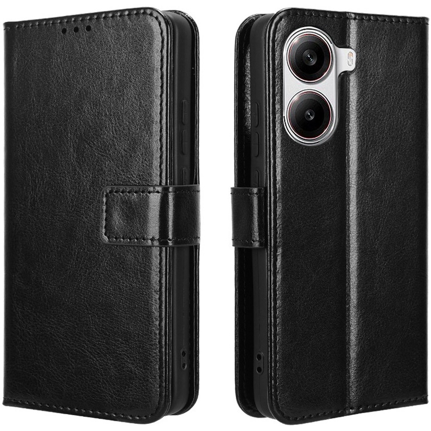 Flip-case Für Xiaomi Poco X7 Pro 5g, Crazy Horse Wallet, Schwarz