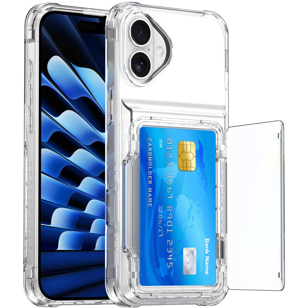 Hülle Für Iphone 16, Kartenhalter Mit Ständer, Transparent
