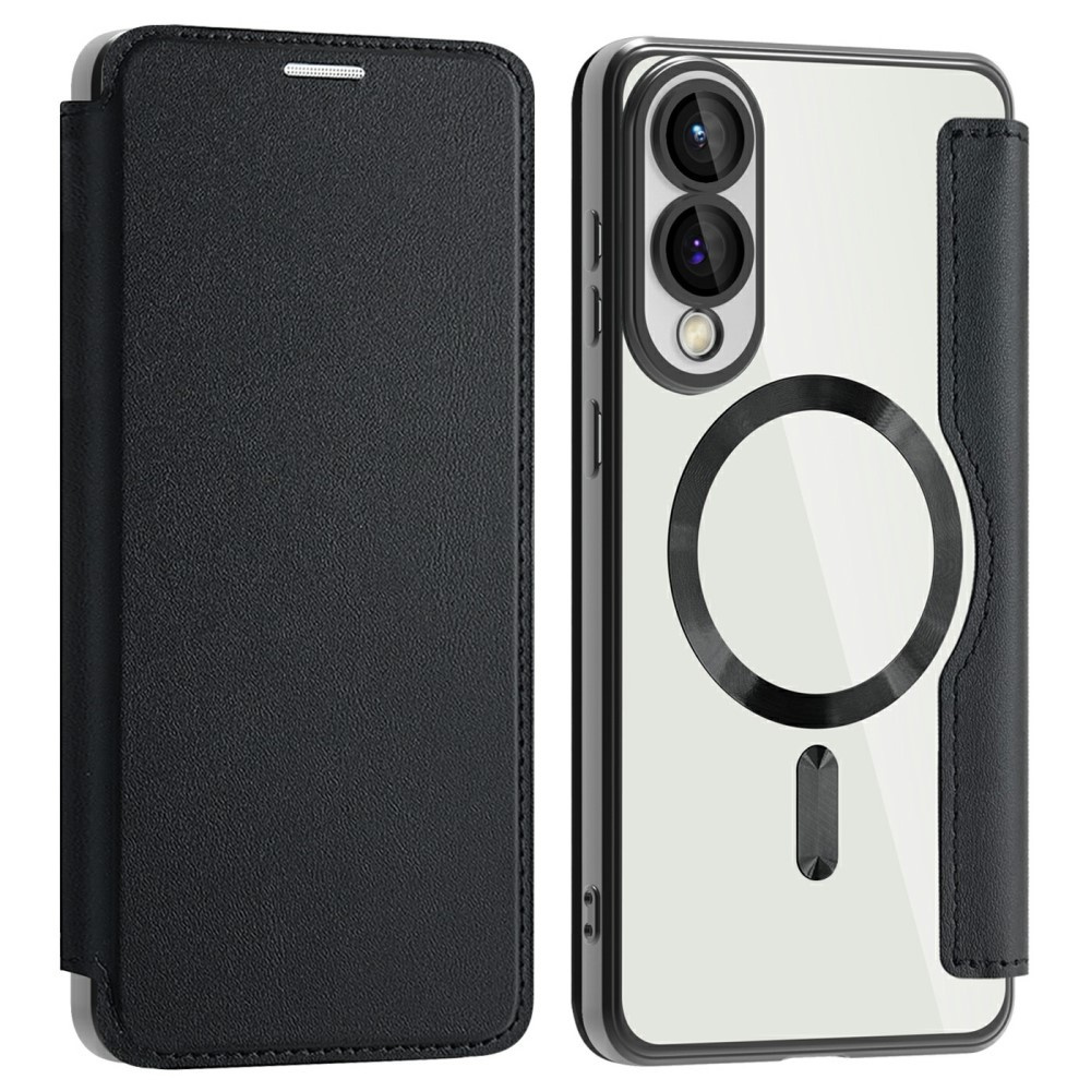 Samsung Galaxy S25 Edge Flip-hülle, Rfid-geldbörse Magsafe Mit Kameraschutz, Schwarz