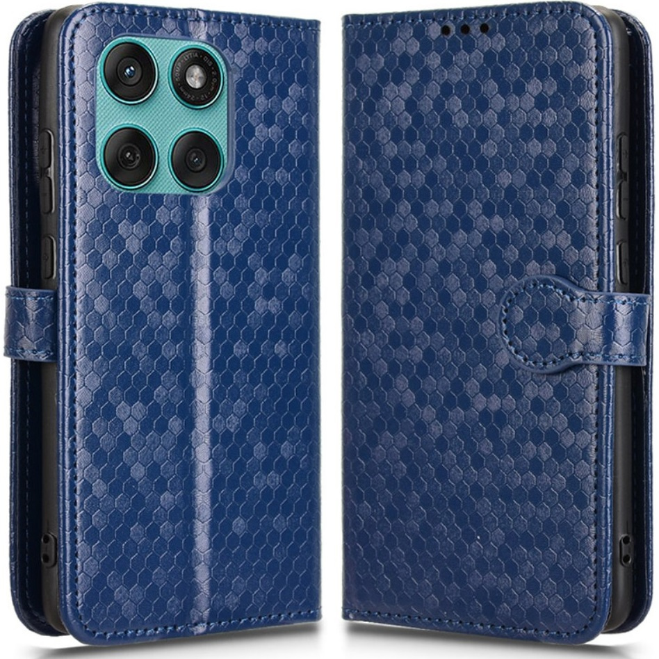 Klapphülle Für Motorola Edge 60 / 60 Fusion, Brieftaschenmotiv, Rautenmuster, Blau
