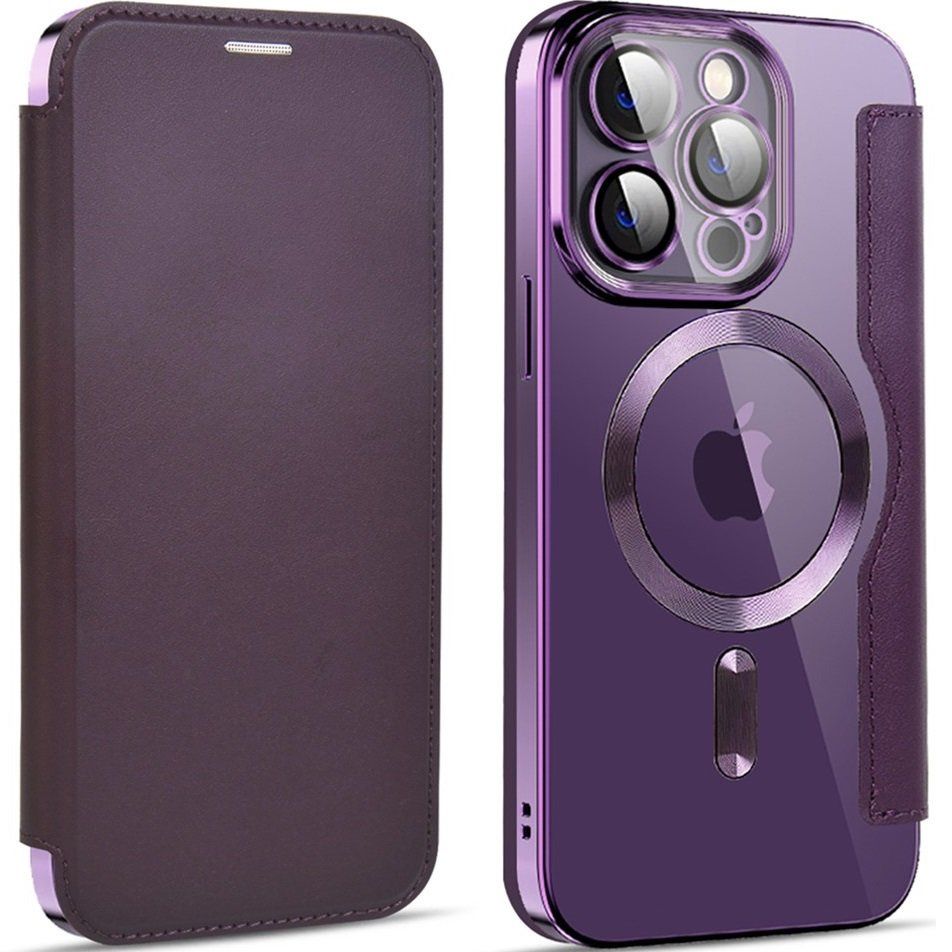 Iphone 14 Pro Flip Case, Rfid Wallet Magsafe Mit Kameraschutz, Lila
