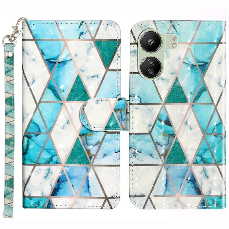 Klapphülle Für Xiaomi Redmi 13c / Poco C65, Brieftaschenfunktion, Marmorgrün