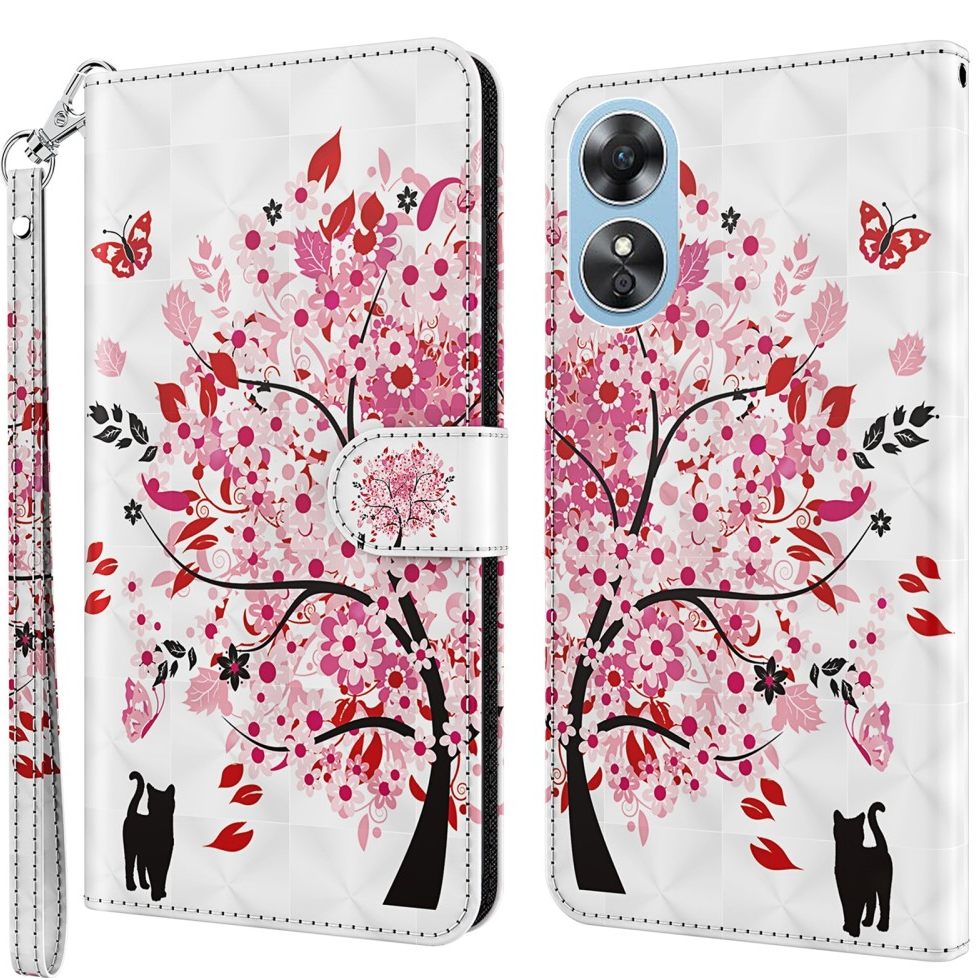 Klapphülle Für Oppo A17, Brieftaschen-lichtpunkte-dekor, Baum, Weiß