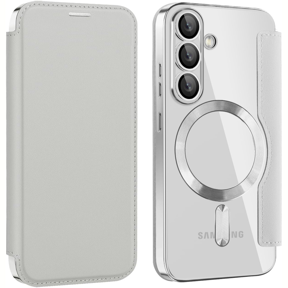 Samsung Galaxy A57 5g Flip Case, Rfid Wallet Magsafe Mit Kameraschutz, Silber