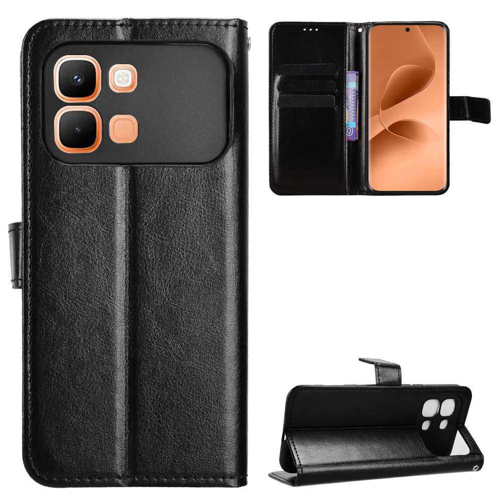 Infinix Note Edge 5g Flip Case, Crazy Horse Wallet, Schwarz