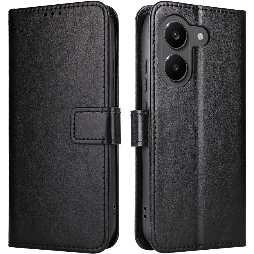 Flip-case Für Xiaomi Poco X8 Pro, Crazy Horse Wallet, Schwarz