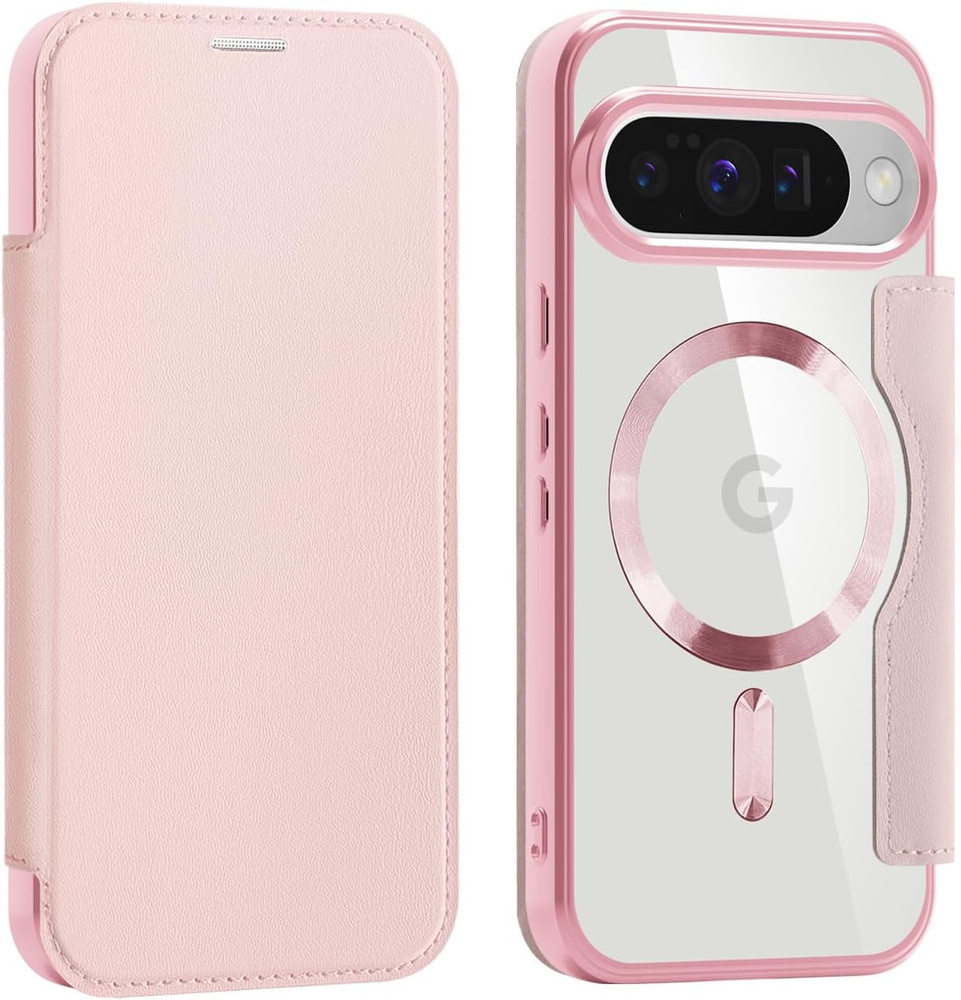 Google Pixel 10 / 10 Pro Flip Case, Rfid Wallet Magsafe Mit Kameraschutz, Pink