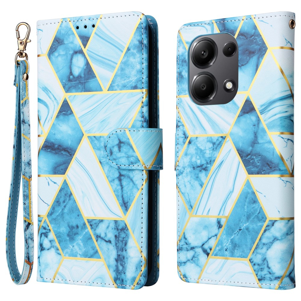 Klapphülle Für Xiaomi Redmi Note 13 Pro 4g / Poco M6 Pro 4g, Brieftaschenfunktion, Marmorblau