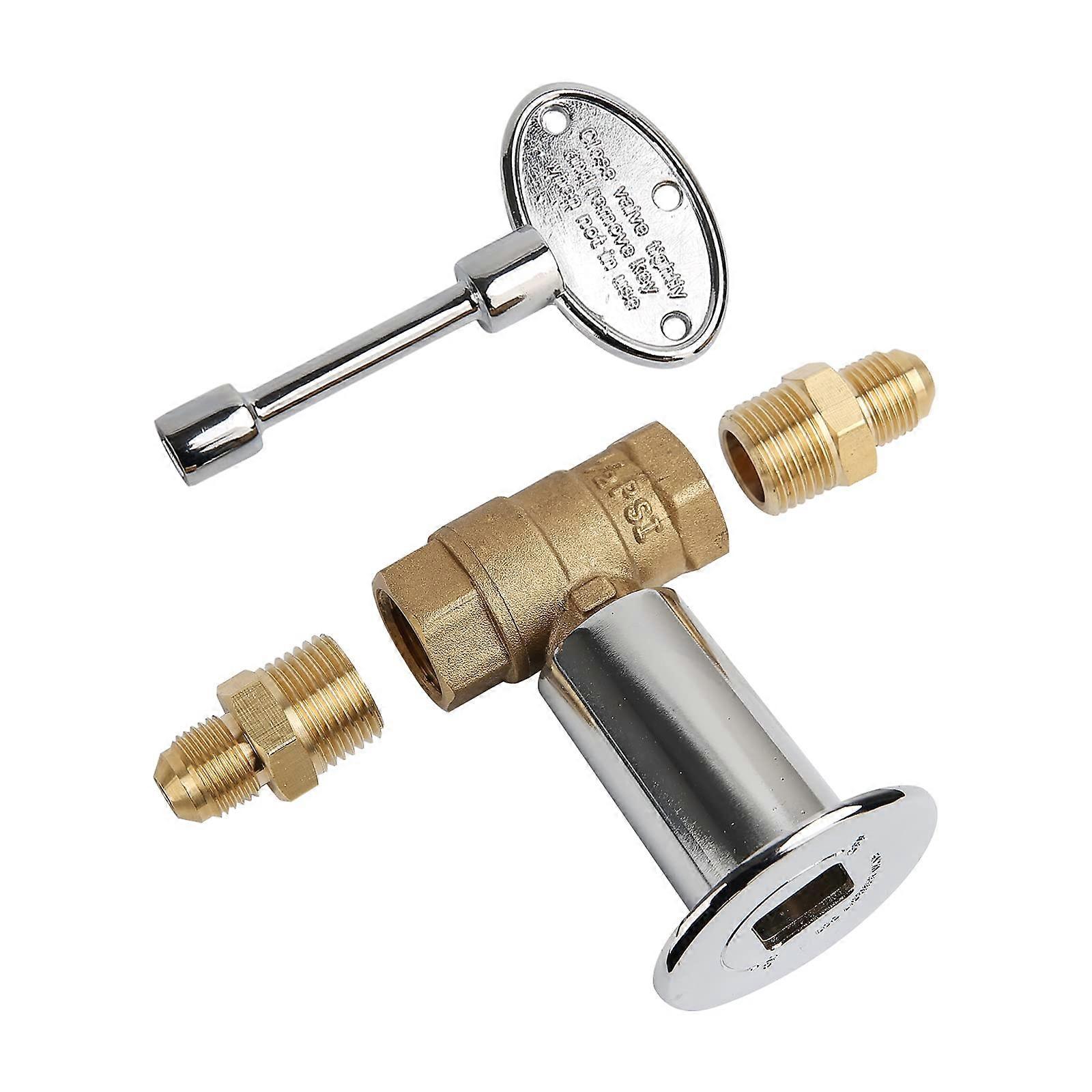 Absperrventil-set Für Erdgaskamine, 1/2 Zoll, Verchromt, Vierteldrehung, Mit Flansch Und Schraubenschlüssel