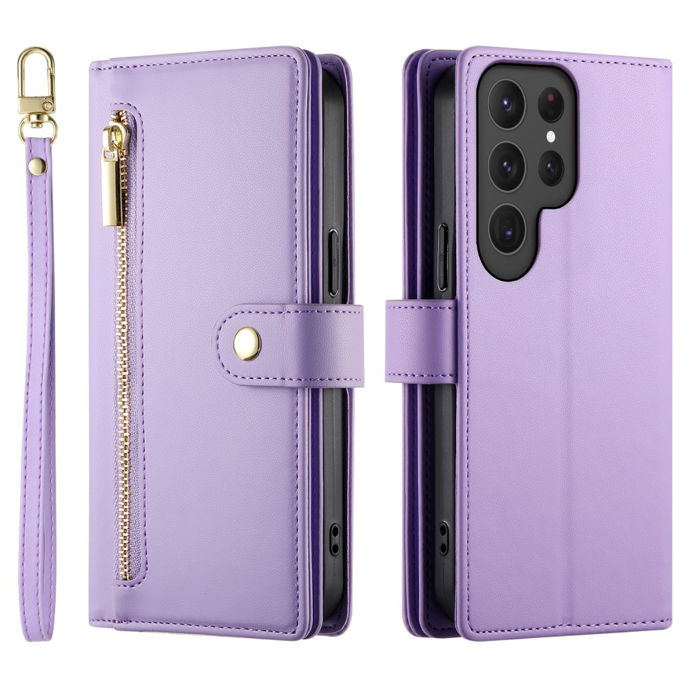Samsung Galaxy S25 Ultra Flip-hülle, Brieftaschenfach Mit Reißverschluss, Lila