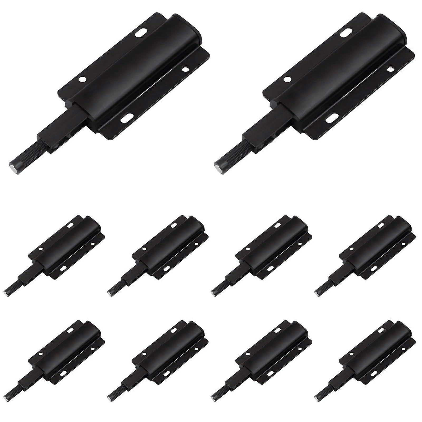 Set Mit 10 Magnetischen Push-to-open-verschlüssen Für Türen Und Schubladen, Aus Aluminiumlegierung, Mit Schwarzem Und Goldenem Griff.