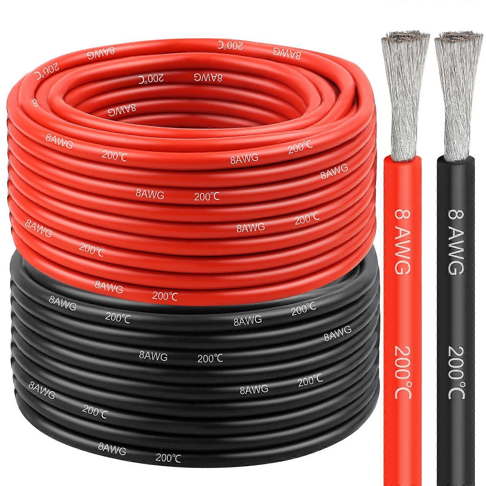 Awg Verzinntes Kupfer-flexibles Batteriekabel, 2er-pack (20 Fuß Rot Und 20 Fuß Schwarz).