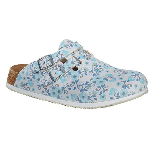 Clog Kay Superlauf, Birko-Flor, Blooming Roses Blue, schmal, Gr. 42