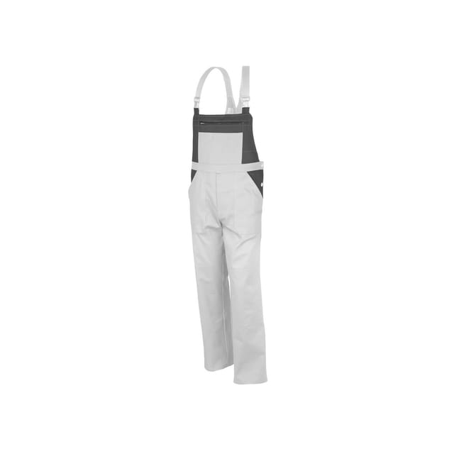 Latzhose basic 2-farbig weiß/grau Größe 64