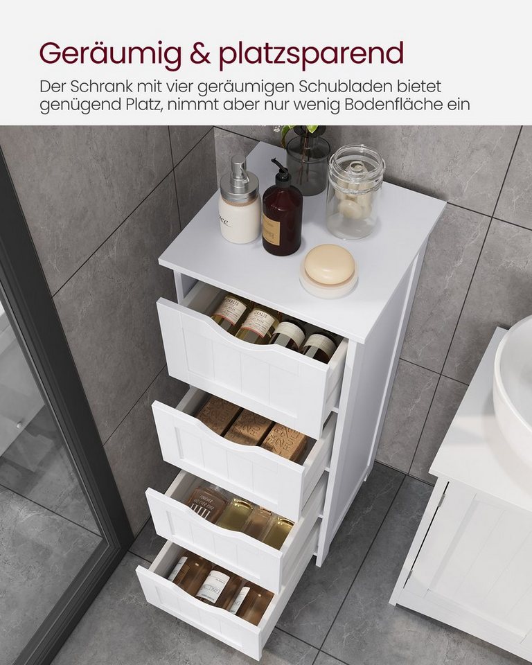 Badezimmerschrank Weiß Mit 4 Schubladen - L30 Cm