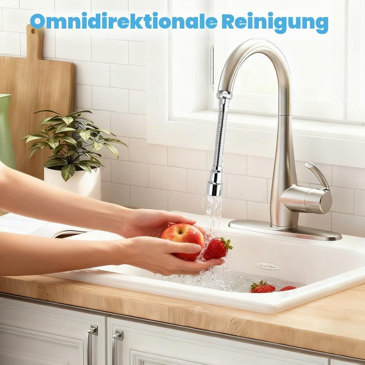 Wasserhahn Verlängerung Edelstahl 16cm flexibel 360° Drehbare Küchen- Badarmatur Bild 4