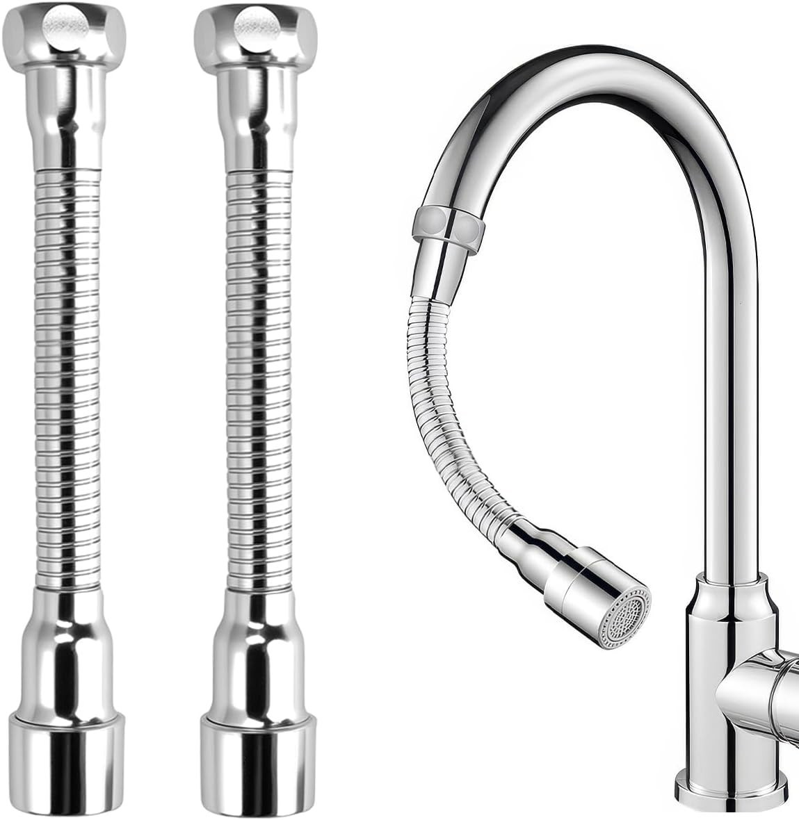 Wasserhahn Verlängerung Edelstahl 16cm flexibel 360° Drehbare Küchen- Badarmatur Bild 6