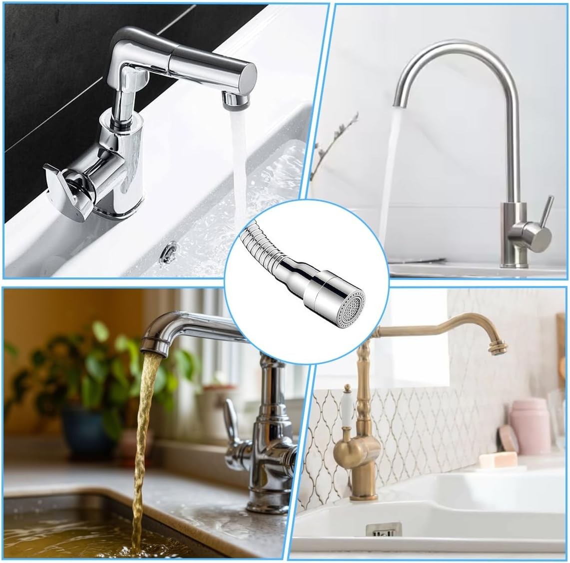 Wasserhahn Verlängerung Edelstahl 16cm flexibel 360° Drehbare Küchen- Badarmatur Bild 7