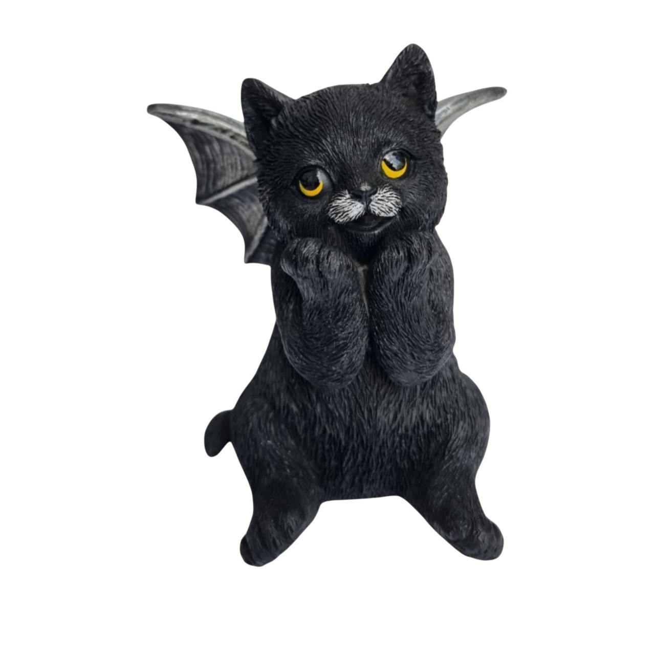 Dekofigur Katze mit Flügeln 13,5 x 11,5 cm schwarz