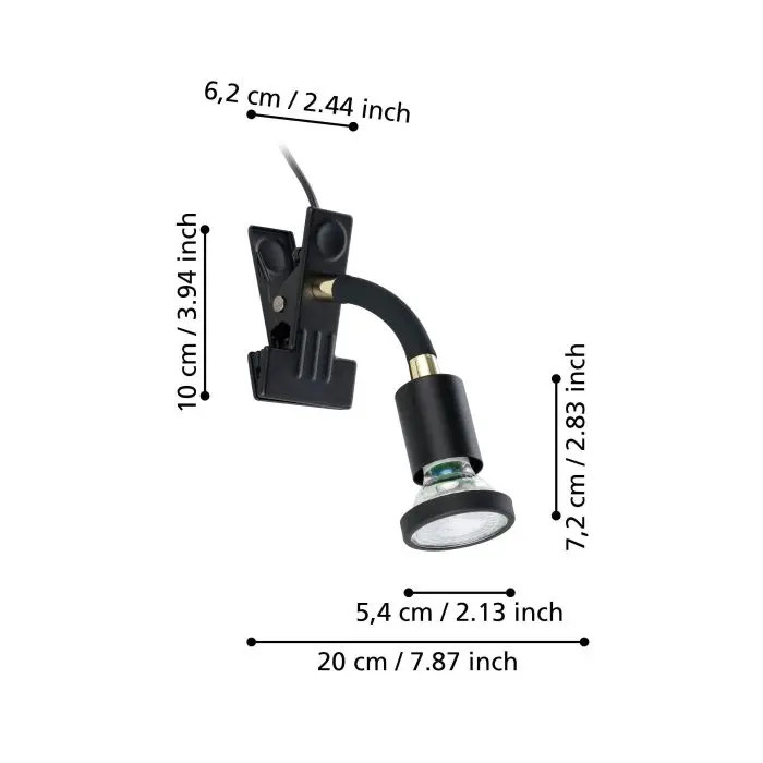 Eglo Klemmspot Parrini schwarz/messing 1er GU10