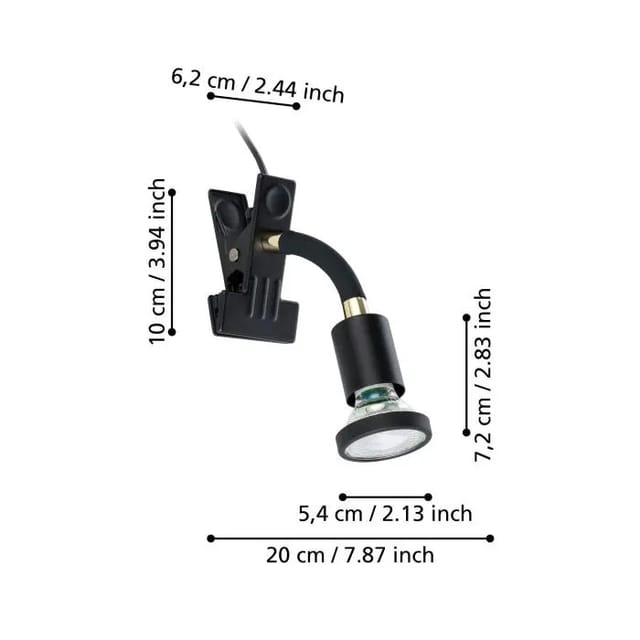 Eglo Klemmspot Parrini schwarz/messing 1er GU10
