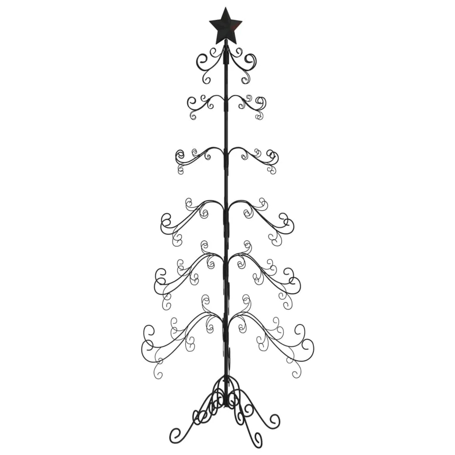 furnicato Metall-Weihnachtsbaum für Dekorationen Schwarz 215 cm
