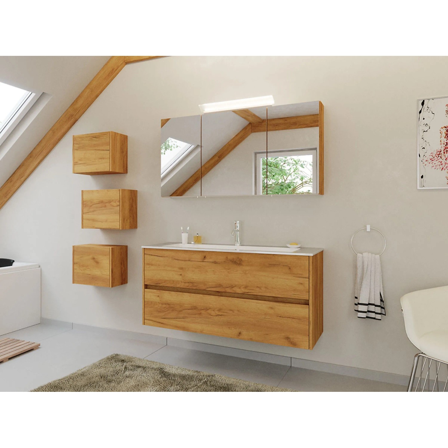 Posseik Badmöbelset Limes 120 cm Eiche Gold 5tlg