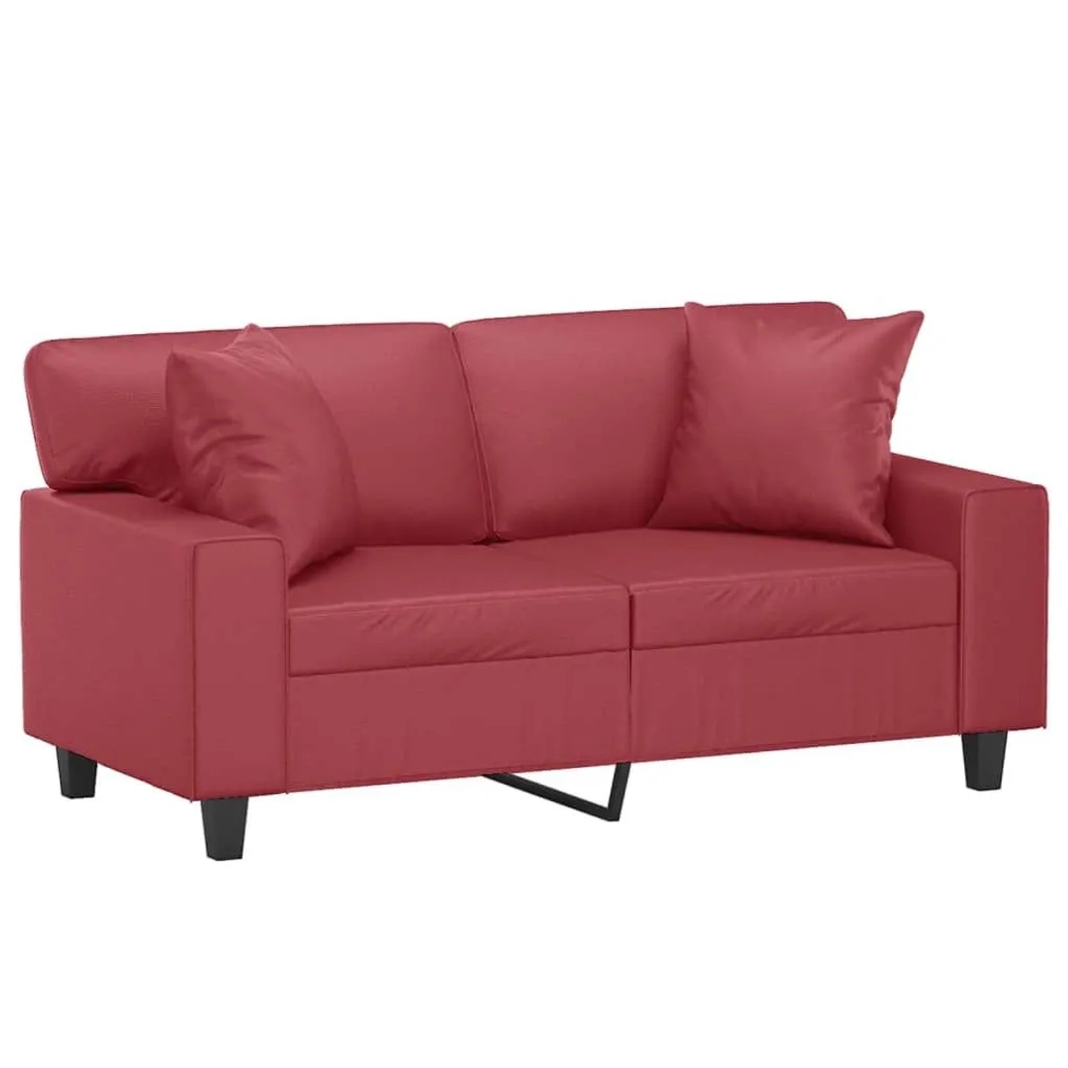 vidaXL 2-Sitzer-Sofa mit Zierkissen Weinrot 120 cm Kunstleder 3200864