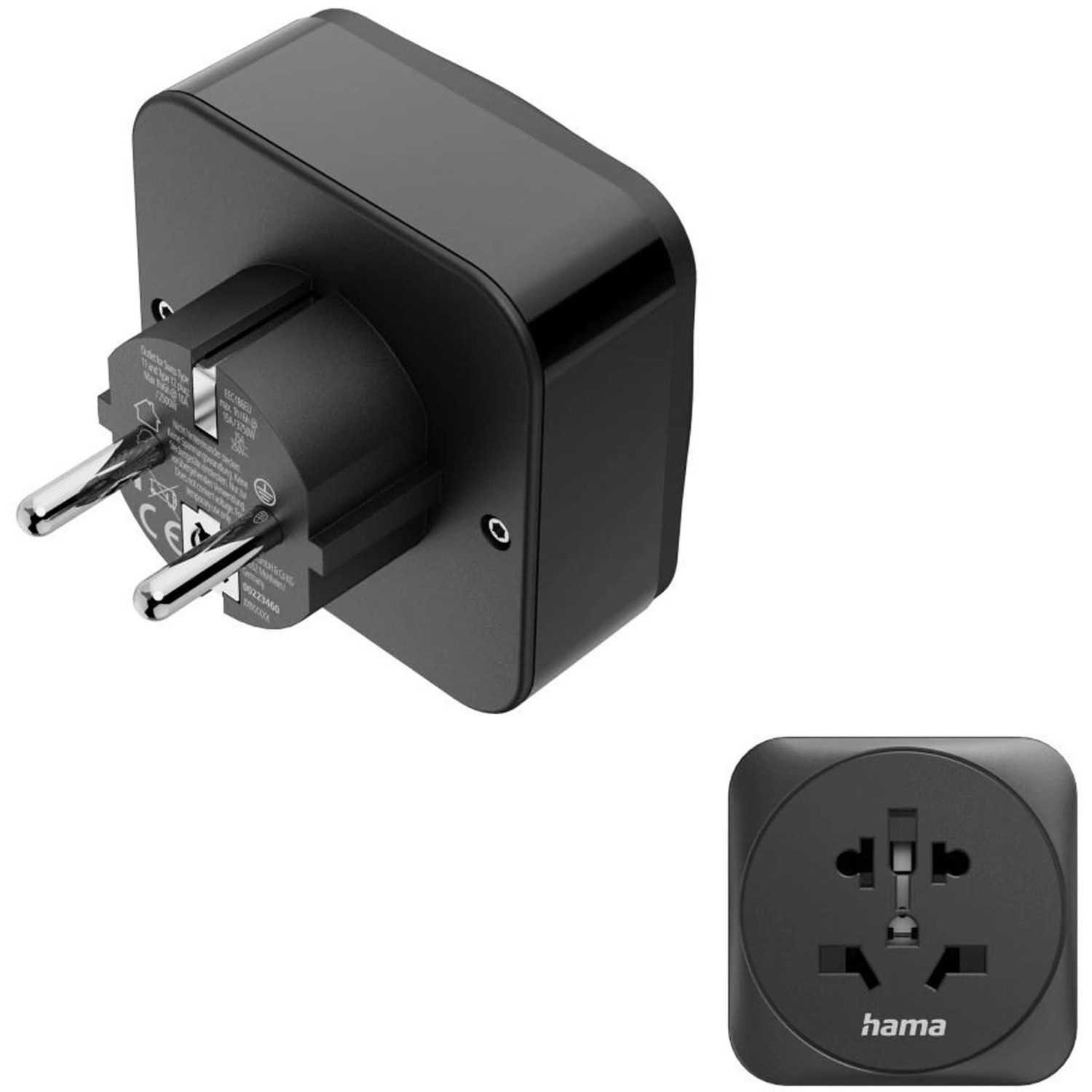 Hama Reiseadapter Typ E/F für Europa USB-C und USB-A 3-polig Schwarz
