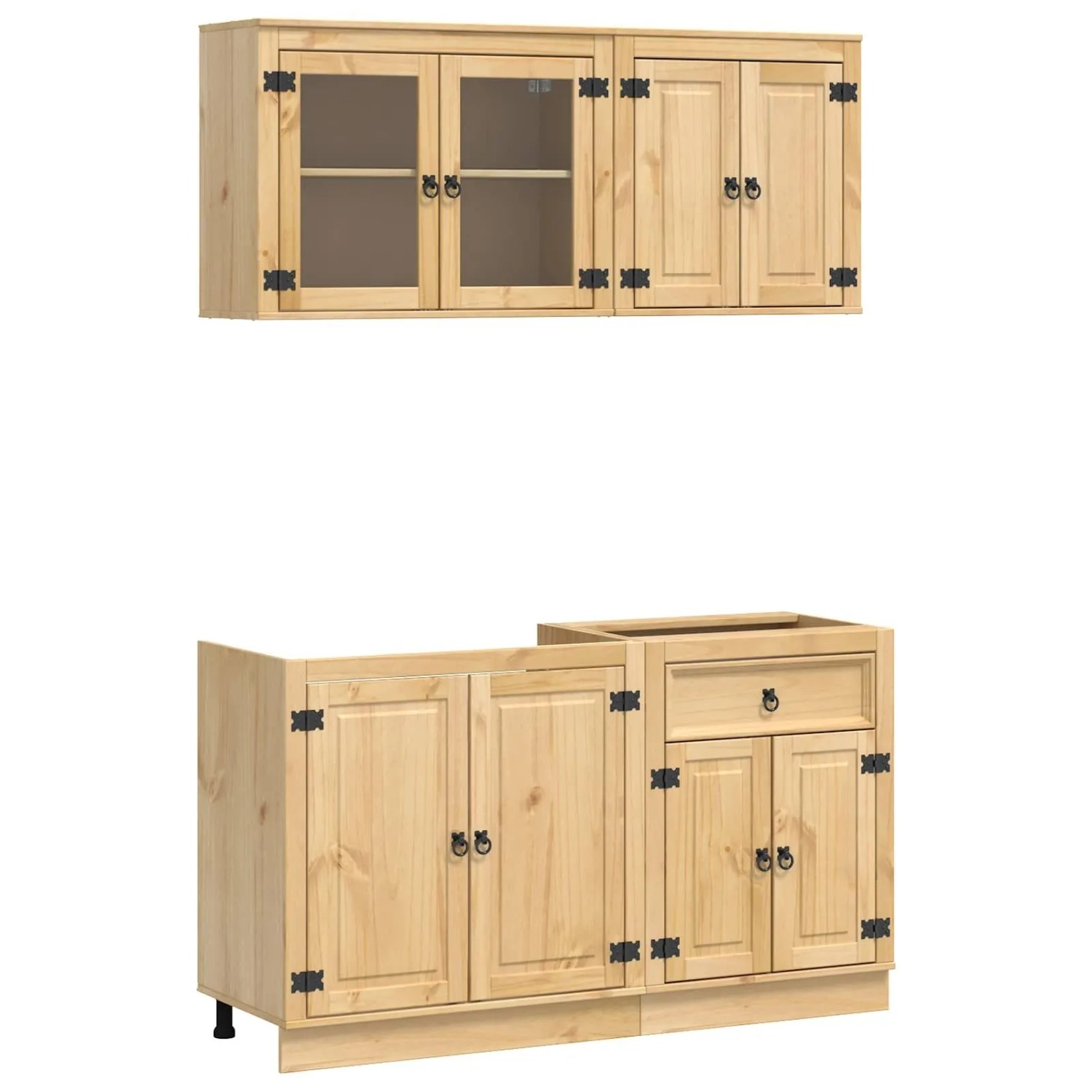 vidaXL Schrank mit Regal SKI 4 Stk Honigbraun Massives Kiefernholz 3392644