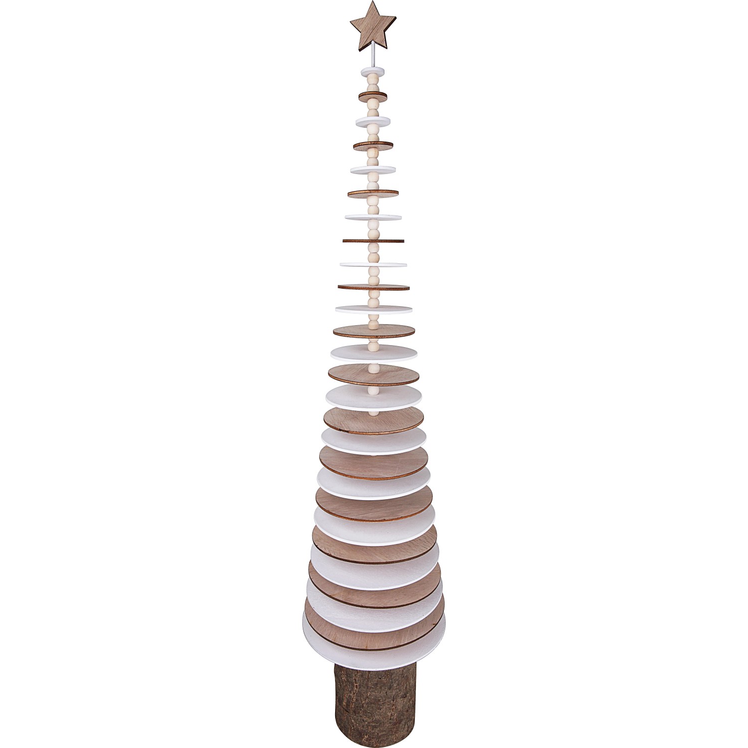Holz-Tannenbaum in Scheibenoptik Braun-Weiß 68,5 cm