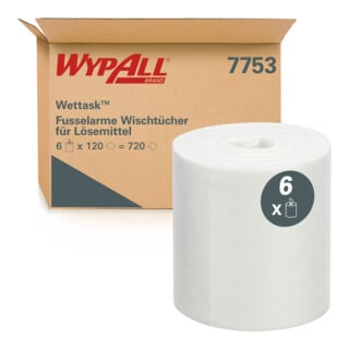 WYPALL Wettask™ Reinig.tücher fusselarm Lösungsmittel, weiß 120 Tücher auf