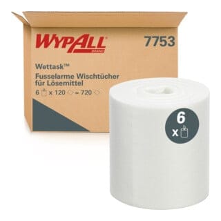 WYPALL Wettask™ Reinig.tücher fusselarm Lösungsmittel, weiß 120 Tücher auf