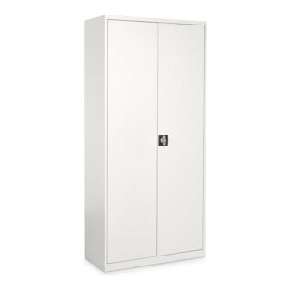 STIER Universalschrank 1800 x 800 x 380 mm signalweiß verschweißt mit 4 Fachböden