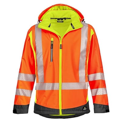 Warnschutz-Softshelljacke HOUSTON, warnorange/warngelb, Größe XL