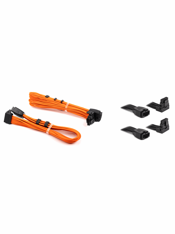 DUTZO Sleeved PCI-E 12V-2x6 Verlängerungskabel Doppelpack - Lock pin up & down - Orange