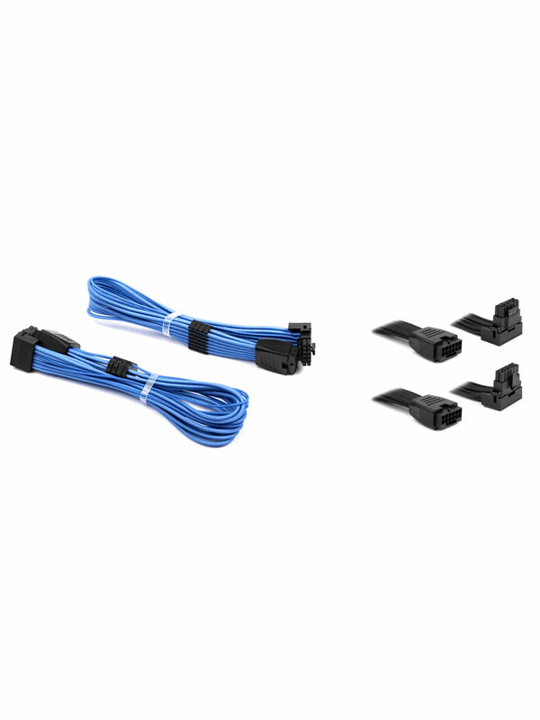 DUTZO Sleeved PCI-E 12V-2x6 Verlängerungskabel Doppelpack - Lock pin up & down - Blau