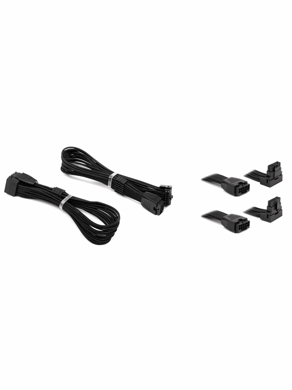 DUTZO Sleeved PCI-E 12V-2x6 Verlängerungskabel Doppelpack - Lock pin up & down - Schwarz