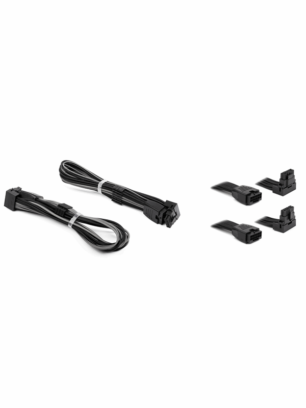 DUTZO Sleeved PCI-E 12V-2x6 Verlängerungskabel Doppelpack - Lock pin up & down - Schwarz / Grau