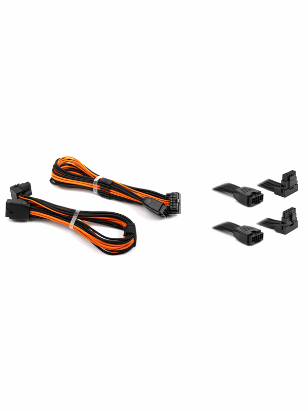 DUTZO Sleeved PCI-E 12V-2x6 Verlängerungskabel Doppelpack - Lock pin up & down - Schwarz / Orange