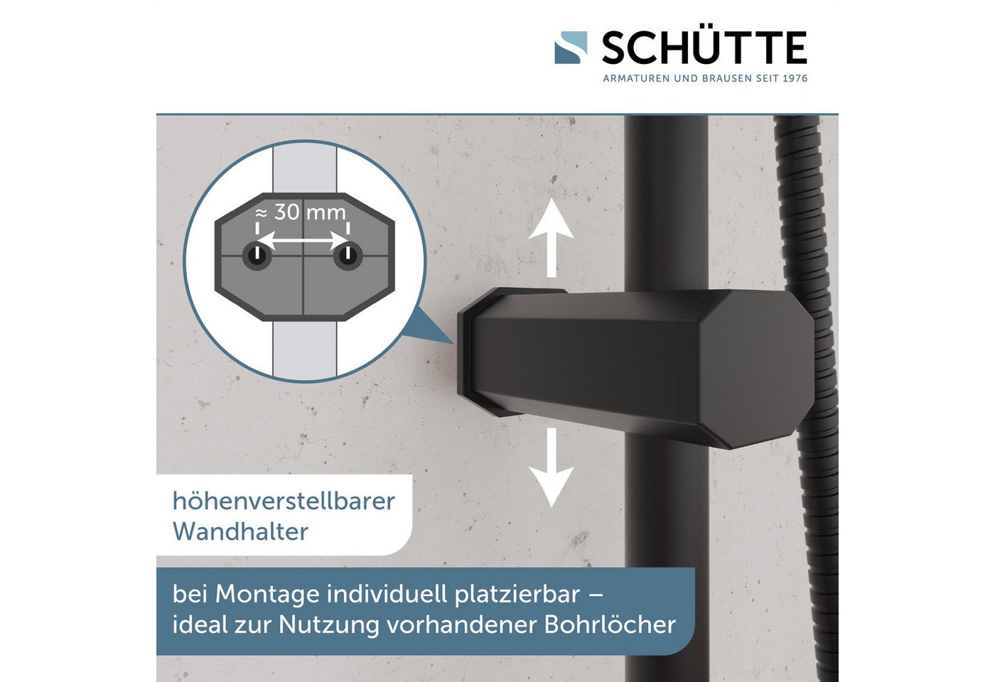 Schütte Brausegarnitur TOKYO, Höhe 99 cm, 2 Strahlart(en), Set, 10 tlg., inkl. Wasserspardichtung, Antikalk, höhenverstellb., Edelstahl-Stange
