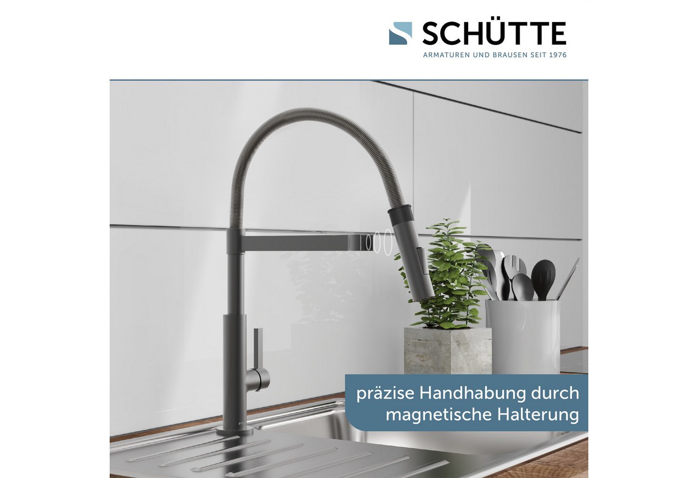Schütte Spültischarmatur MIAMI energiesparende Cold-Start-Funkt., 360° schwenkbar, 2-fach verstellbar