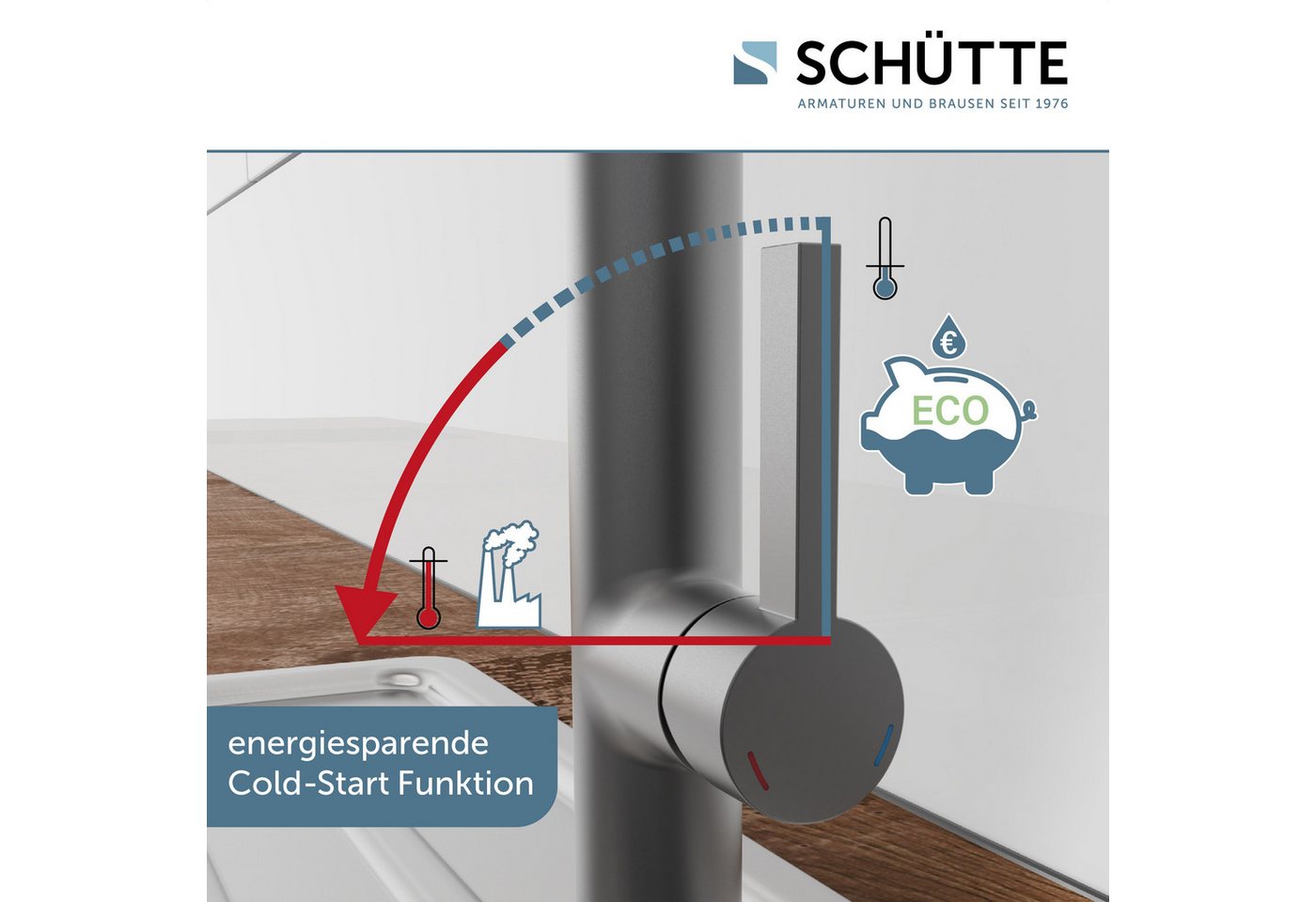 Schütte Spültischarmatur MIAMI energiesparende Cold-Start-Funkt., 360° schwenkbar, 2-fach verstellbar Bild 2