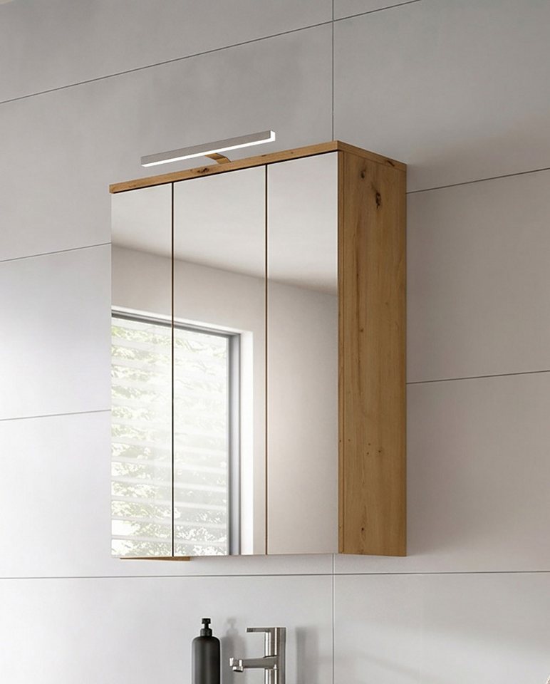 welltime Badezimmerspiegelschrank LUCCA, Breite 60cm, inkl. LED Beleuchtung, 3 Spiegeltüren (Set, 2-St) Bild 4