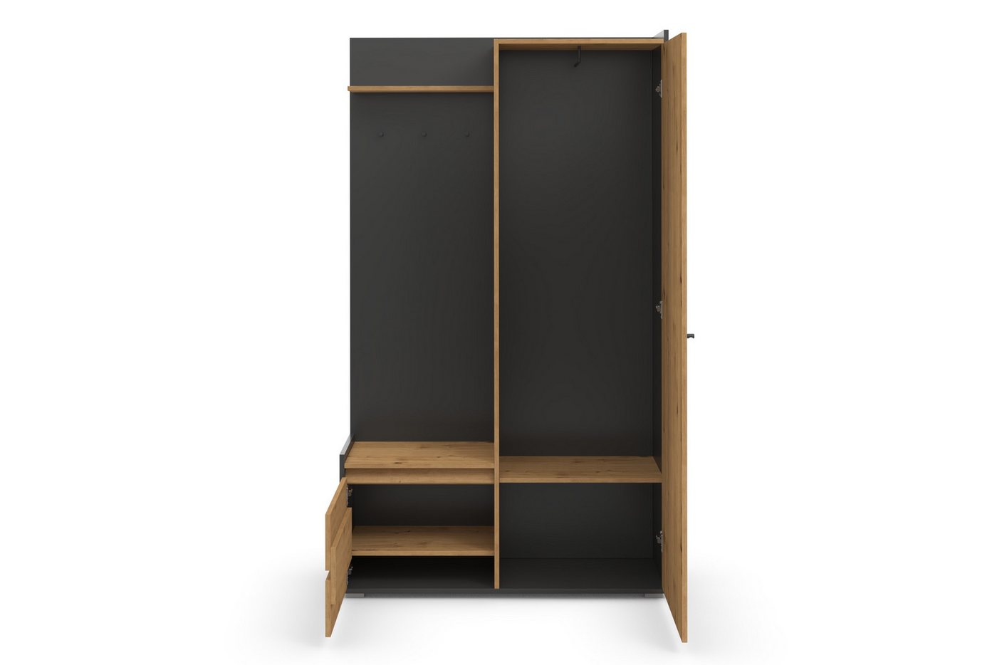Home affaire Garderobenschrank Kosmo mit Spiegel Maße 118 x 30 cm, Höhe 190 cm, Breite 110 cm