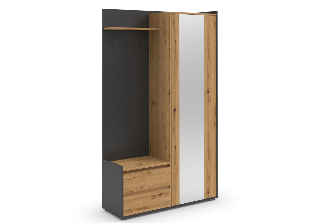Home affaire Garderobenschrank Kosmo mit Spiegel Maße 118 x 30 cm, Höhe 190 cm, Breite 110 cm Bild 4