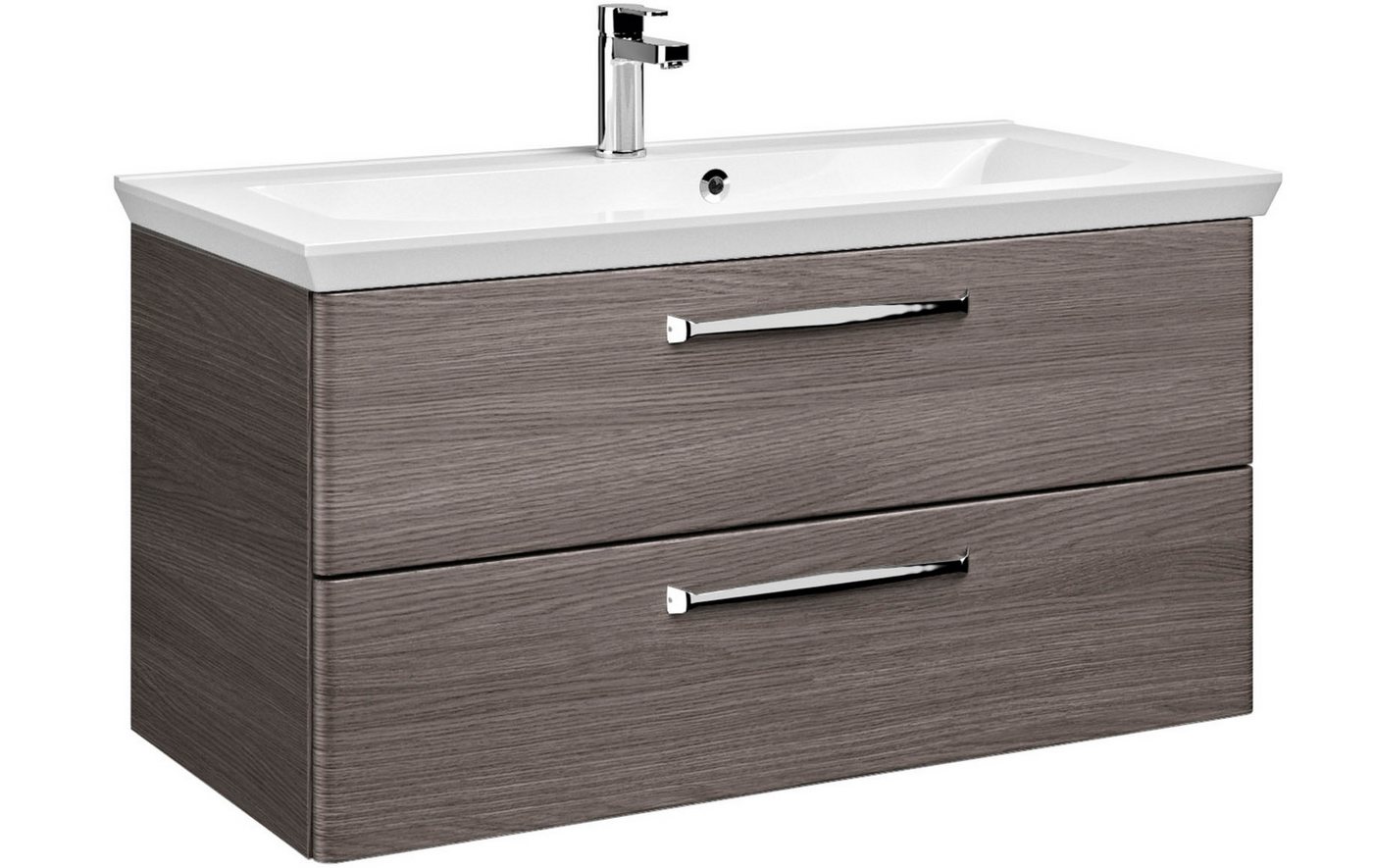 Saphir Badmöbel-Set Trentino 2-tlg Mineralmarmor-Waschtisch, Spiegelschrank mit LED-Profil, (3-St), Badmöbel-Set 110cm breit, inkl. Türdämpfer, 3 Türen, 2 Auszügen Bild 5