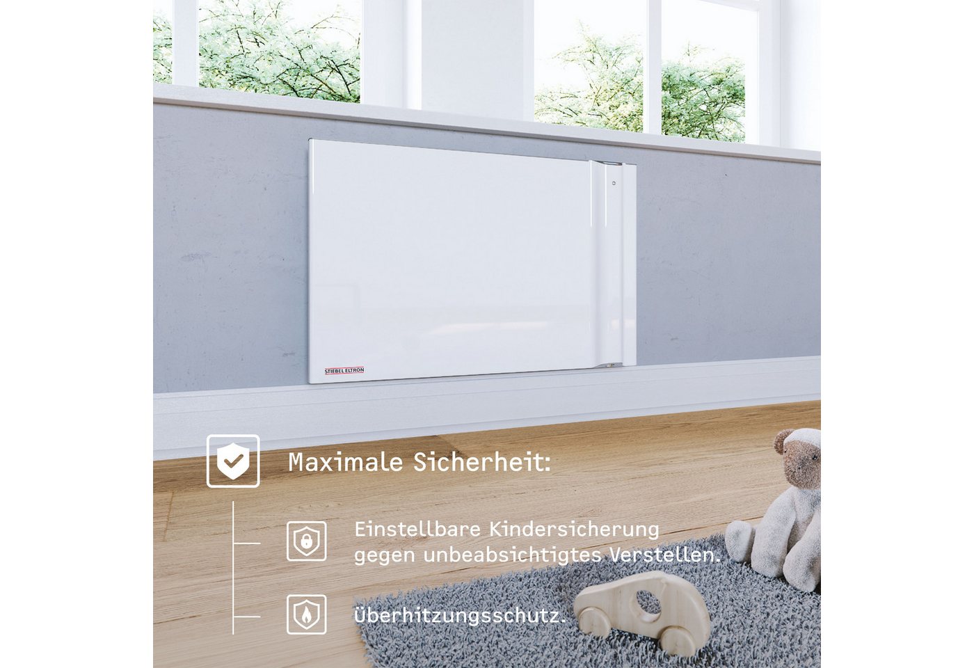 STIEBEL ELTRON Konvektor »CND 150«, Duo Wandkonvektor, Elektroheizung energiesparend, 1,5 kW, für ca. 20 m², LCD-Display, Wochentimer, ohne Stecker, Festanschluss Bild 4
